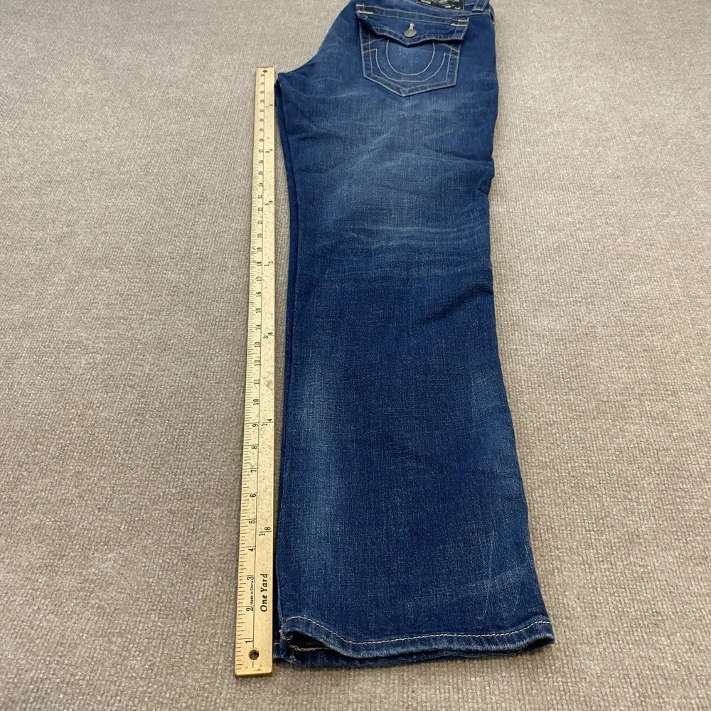 True Religion Ricky Relaxed Straight Jeans Mens‎ 36x34 Med Wash Distressed Denim